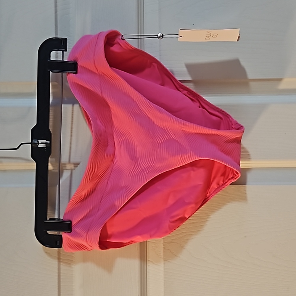 CALIA Women’s Mid Rise Wide Banded High Leg Swim Bottoms: PINK WAVES: NWT: SZ L